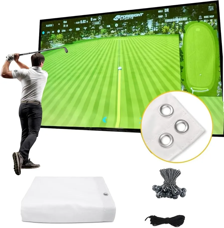 amazgolf washable golf simulator impact screen in multiple size options for indoor training