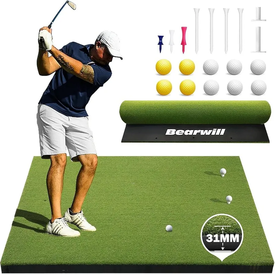 Bearwill high-elasticity artificial turf golf mat for garage practice