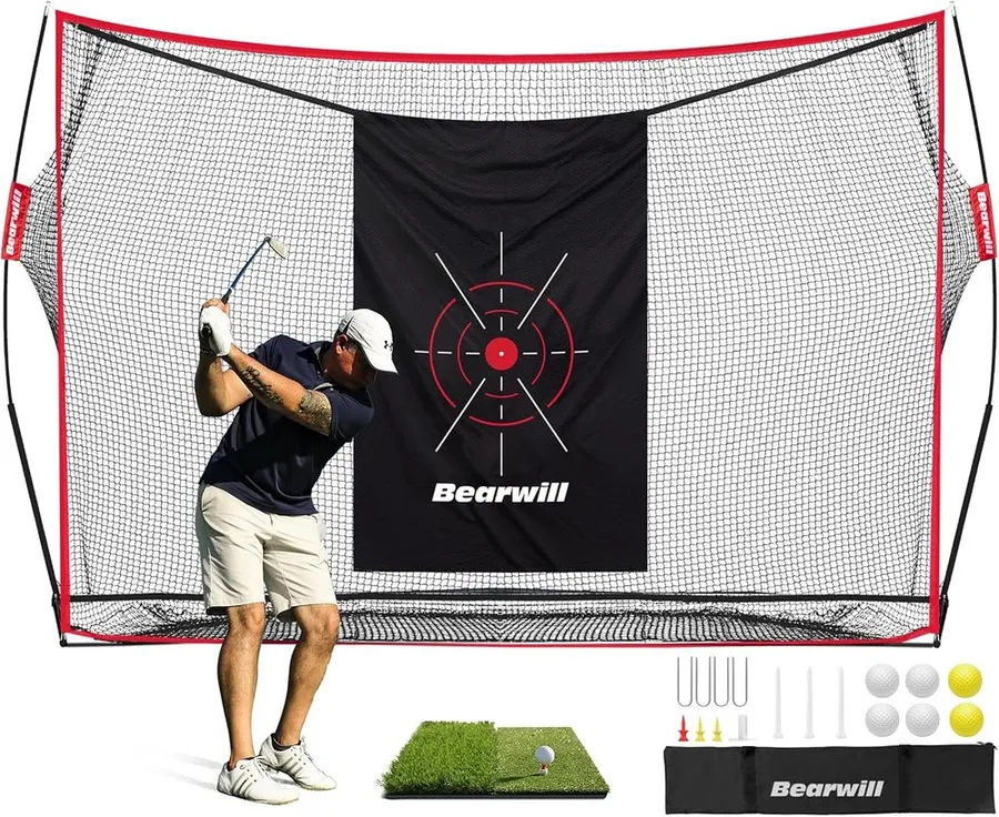 Bearwill 10 by 7 foot golf net with hitting mat and target cloth