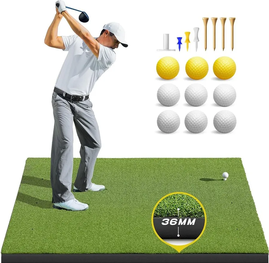 Bltend elite golf hitting mat with dense artificial turf for practice