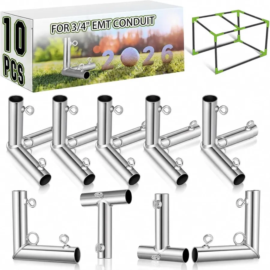 Blulu 10-piece golf frame corner fittings kit for building a DIY cage from conduit
