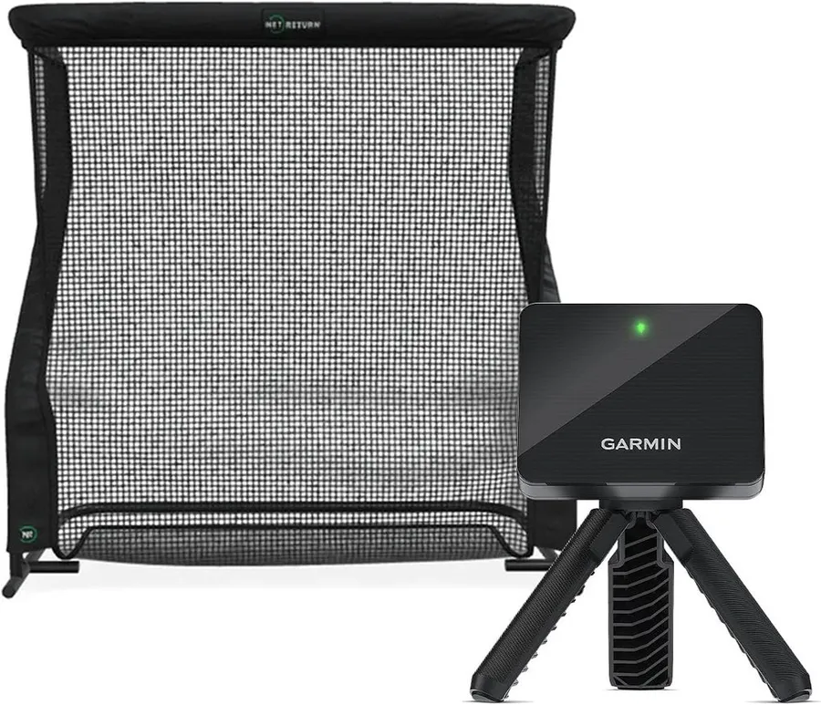 Garmin Approach R10 paired with a Net Return Pro Series V2 golf net