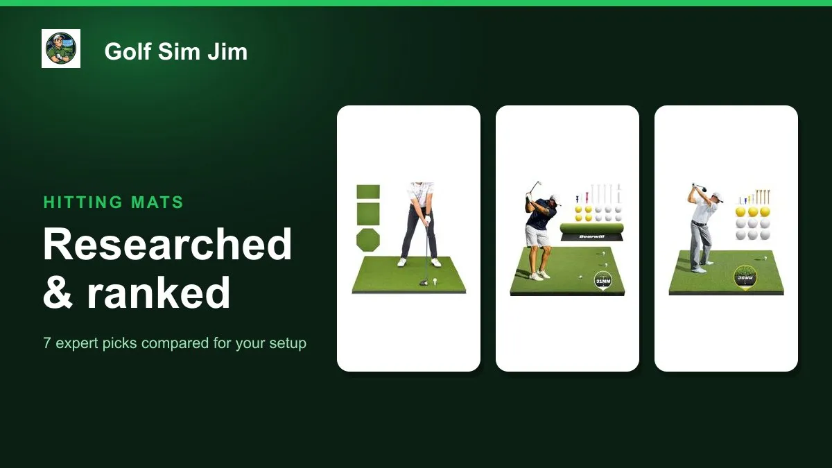 A selection of golf mats laid out in a home practice setup