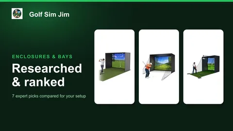 A home golf simulator room with an impact screen enclosure, netting and hitting mat set up in a garage bay