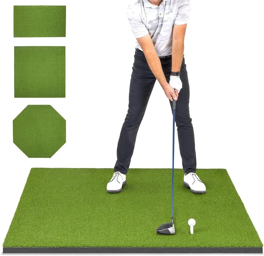 Elite heavy-duty golf hitting mat with three tees for indoor and outdoor practice