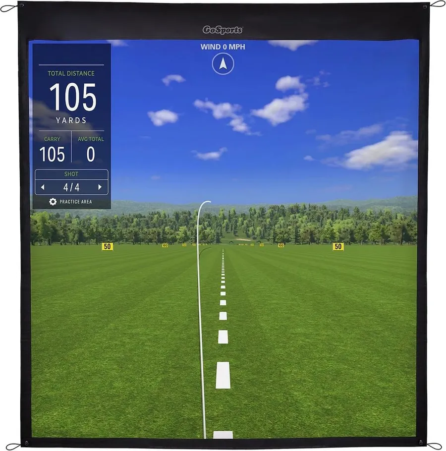 GoSports golf simulator projector impact screen mounted for indoor practice