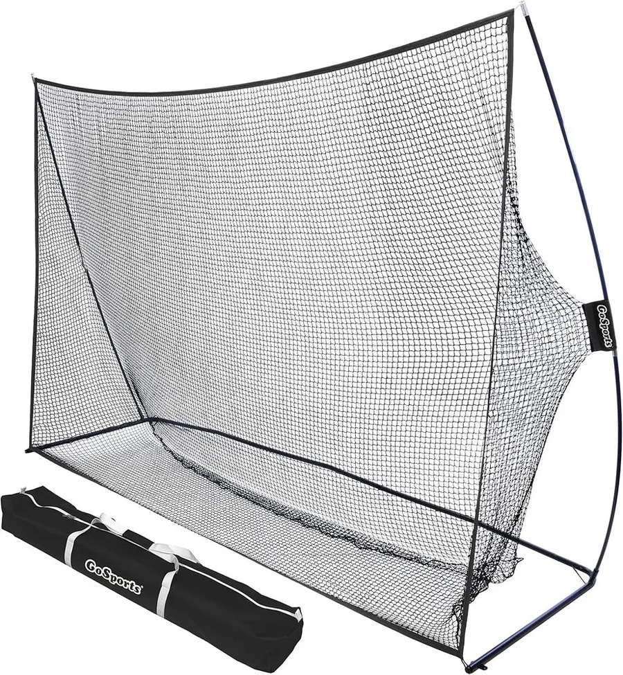 GoSports golf practice hitting net with steel frame and center target