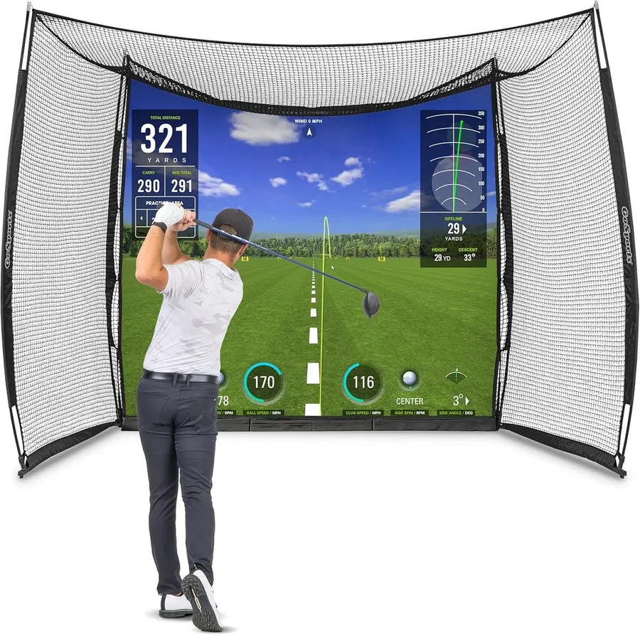GoSports Range Cage golf net with fully enclosed side and top panels