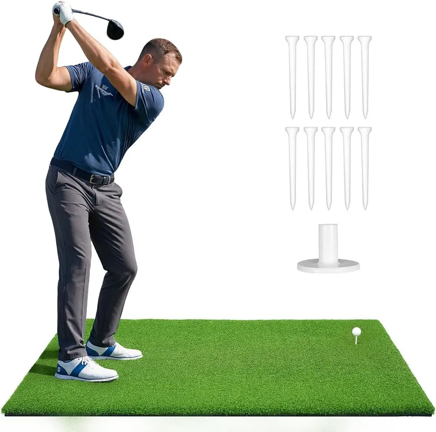 38mm shock-absorbing country club style golf hitting mat with adjustable tee