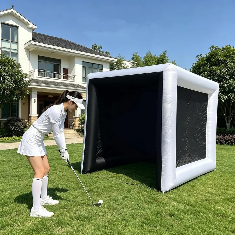 Jain Pro inflatable golf simulator tent enclosure with hitting screen