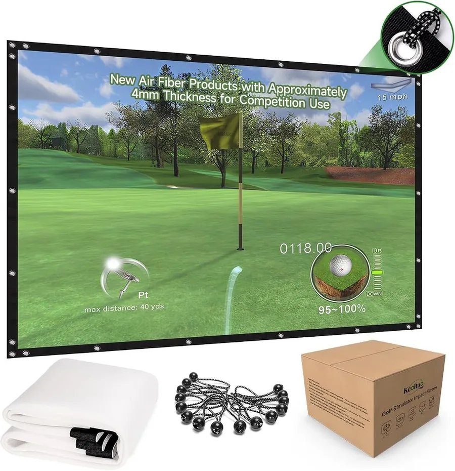 Keoltuo 3D air mesh golf simulator projector screen with grommet holes