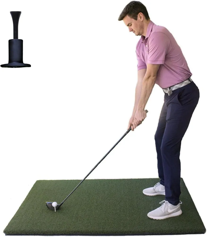 Real Feel Country Club Elite commercial golf hitting mat in a home simulator bay