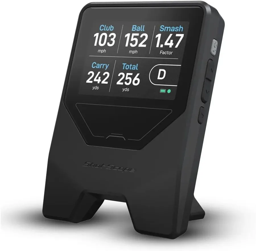 Shot Scope LM1 portable launch monitor with its 3.5-inch color screen