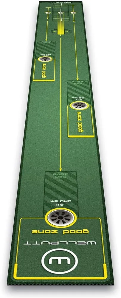 WELLPUTT 10ft Start 2.0 putting mat with printed alignment markings